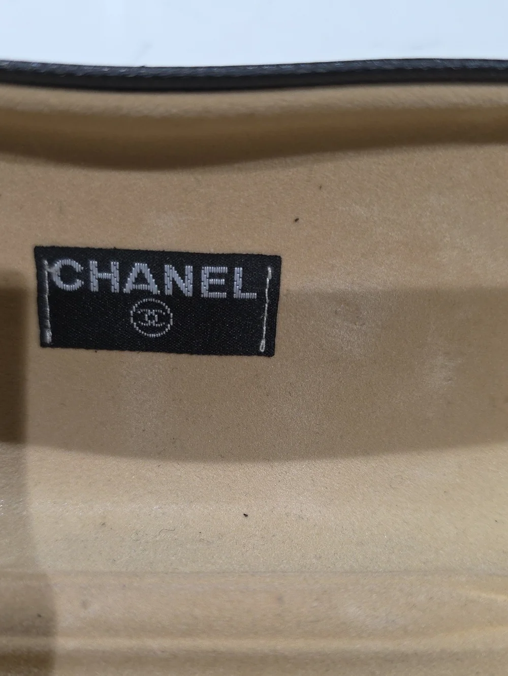 CHANEL Vintage  Black Eyewear Case with Beige Interior Lining
